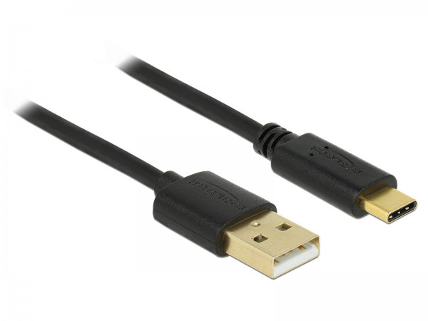 Delock USB 2.0 Kabel Typ-A zu USB Type-C | Schwarz 1m