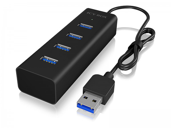 ICY BOX 4-Port USB 3.0 Hub | Aluminiumgehäuse Schwarz