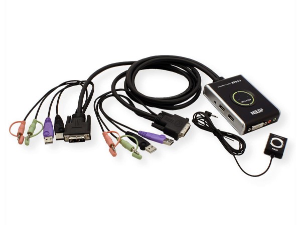 Aten CS682 KVM 2-Port Switch für DVI-D Anschluss mit Audio & USB